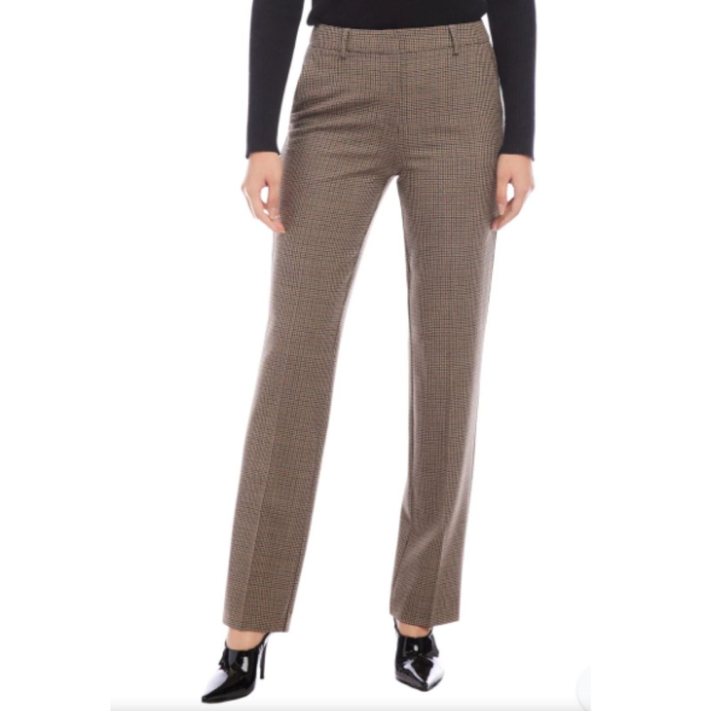 Karen Kane Dandy Girl Plaid Trouser Women 8 Brown Glen Check Career 3L09300